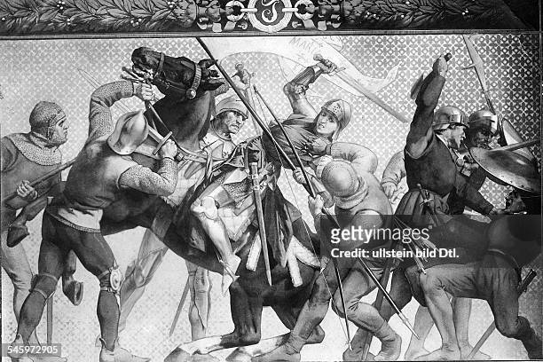 Nationalheldin, Frankreich- in der Schlacht von Orleans am 07.05.1429 gegen die Engländer- Gemälde- veröffentlicht in der Koralle Nr. 38/1939