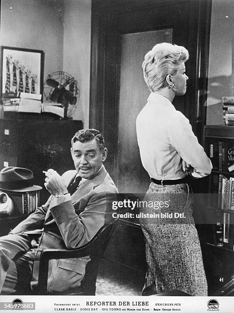 Gable, Clark *-+Schauspieler, USA- mit Doris Day in dem Fim 'Reporter der Liebe' , Regie: George Seaton, USA- 1957