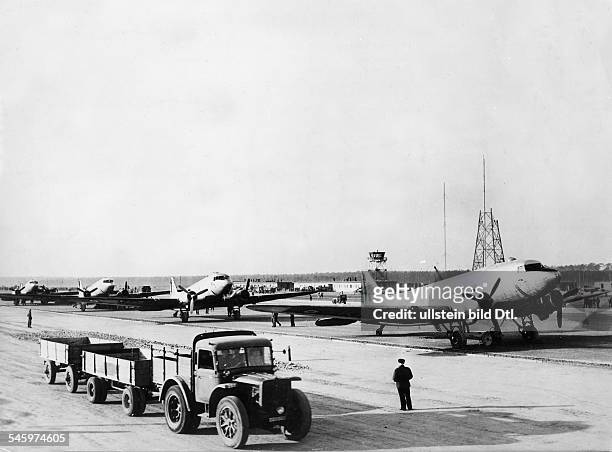 Berlin Blockade French transport planes at Tegel Airport