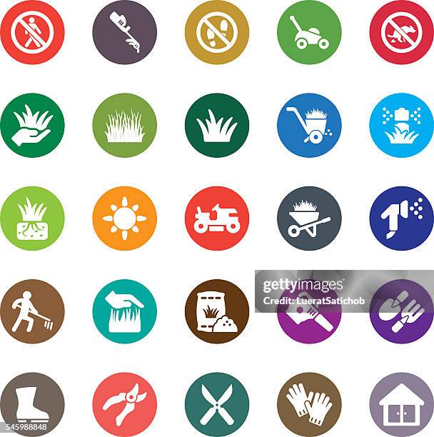 grass circle color harmony icons | eps10 - weeding stock illustrations