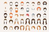 Set of icons. Hearstyle and beards.