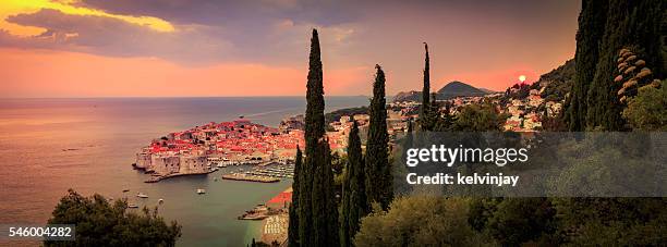 sunset over dubrovnik in croatia - dubrovnik stock pictures, royalty-free photos & images