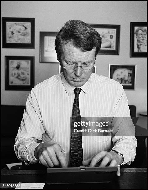 Liberal Democrat leader Paddy Ashdown at his office in Westminster, London, 1989.