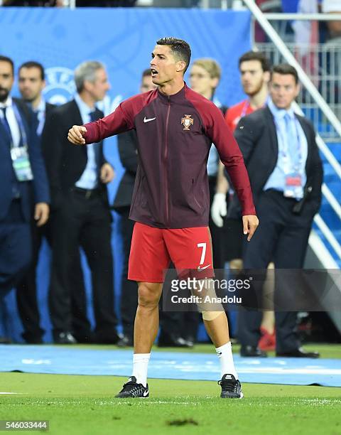 Portugal's Cristiano Ronaldo is seen during the Euro 2016 final football match between Portugal and France at the Stade de France in Saint-Denis,...