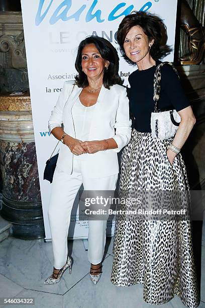 Nicole Guedj and Sylvie Rousseau attend 'Vaincre Le Cancer' Charity Gala Night at Opera Garnier on July 10, 2016 in Paris, France.