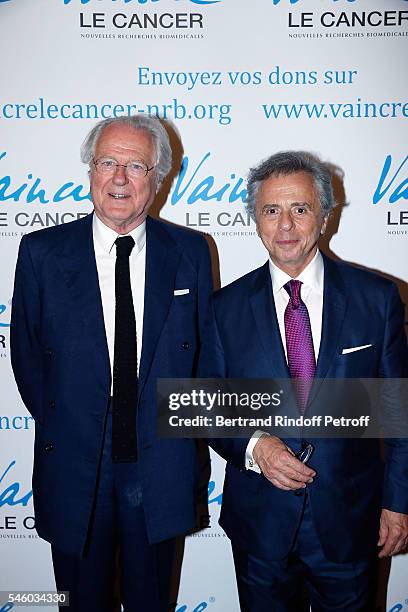 Baron Eric de Rothschild and Michel Oks attend 'Vaincre Le Cancer' Charity Gala Night at Opera Garnier on July 10, 2016 in Paris, France.