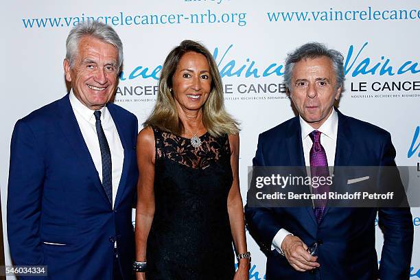 Gilbert Coullier, Nicole Coullier and Michel Oks attend 'Vaincre Le Cancer' Charity Gala Night at Opera Garnier on July 10, 2016 in Paris, France.