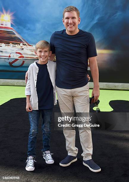 Personalities Todd Chrisley and son Grayson Chrisley arrive at the premiere of Sony Pictures' "Ghostbusters" at TCL Chinese Theatre on July 9, 2016...