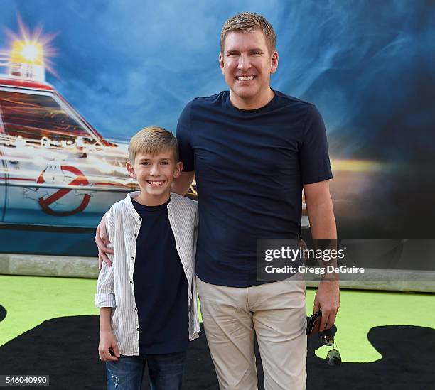 Personalities Todd Chrisley and son Grayson Chrisley arrive at the premiere of Sony Pictures' "Ghostbusters" at TCL Chinese Theatre on July 9, 2016...