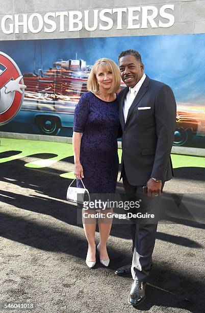 Actor Ernie Hudson and wife Linda Kingsberg-Hudson arrive at the premiere of Sony Pictures' "Ghostbusters" at TCL Chinese Theatre on July 9, 2016 in...