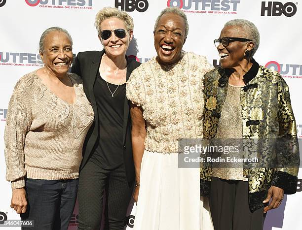 Rue Thas-Williams, Director C. Fitz and VHF founder/CEO Jewel Thais-Williams and guest attend 2016 Outfest Los Angeles LGBT Film Festival screening...
