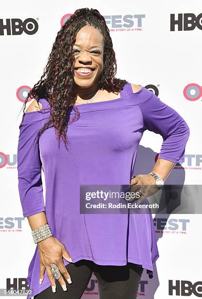 Singer Evelyn "Champagne" King attends 2016 Outfest Los Angeles LGBT Film Festival screening of "Jewels Catch One" at Harmony Gold Theatre on July...