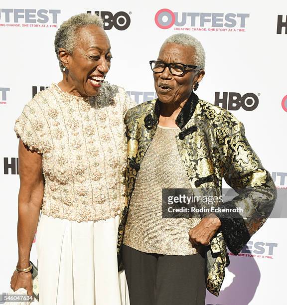 Founder/CEO Jewel Thais-Williams and sister attend 2016 Outfest Los Angeles LGBT Film Festival screening of "Jewels Catch One" at Harmony Gold...