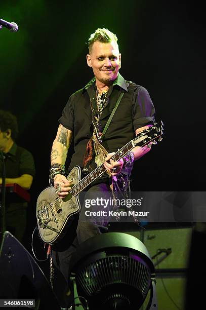 Johnny Depp of Hollywood Vampires perform at Ford Ampitheater at Coney Island Boardwalk on July 10, 2016 in Brooklyn, New York.