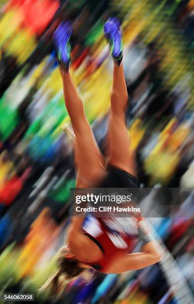 Alexis Weeks competes on her way to placing third in the Women's Pole Vault Final during the 2016 U.S. Olympic Track & Field Team Trials at Hayward...