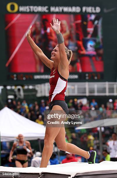 Alexis Weeks competes on her way to placing third in the Women's Pole Vault Final during the 2016 U.S. Olympic Track & Field Team Trials at Hayward...