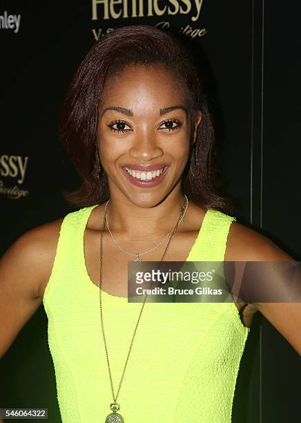Kamille Upshaw poses at the after party for Lin-Manue Miranda final show in "Hamilton" on Broadway at The R Lounge on July 9, 2016 in New York City.