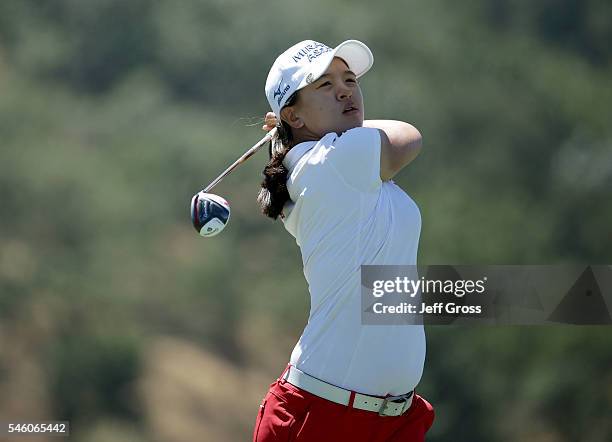 Sei Young Kim of South Korea hits a tee shot on the 18th hole during the final round of the U.S. Women's Open at the CordeValle Golf Club on July 10,...