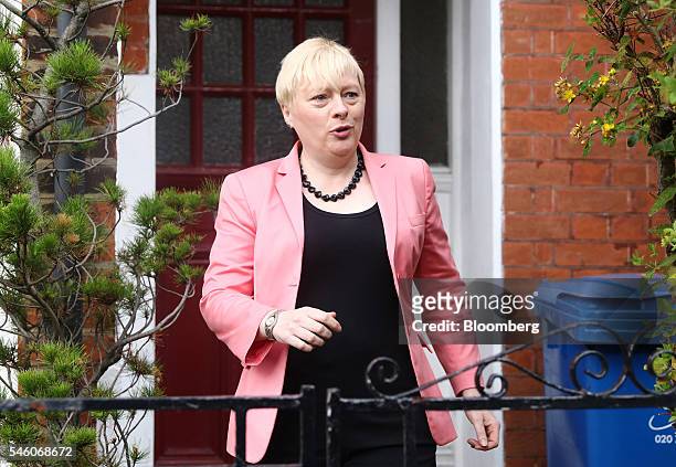 Angela Eagle, former business spokeswoman for the U.K. Opposition Labour Party, leaves her home in London, U.K., on Monday, July 11, 2016. Eagle will...