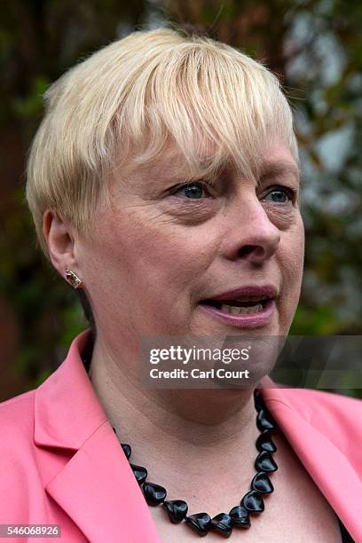Angela Eagle, the former shadow business secretary who recently resigned from the shadow cabinet, speaks to a journalist as she leaves her home on...