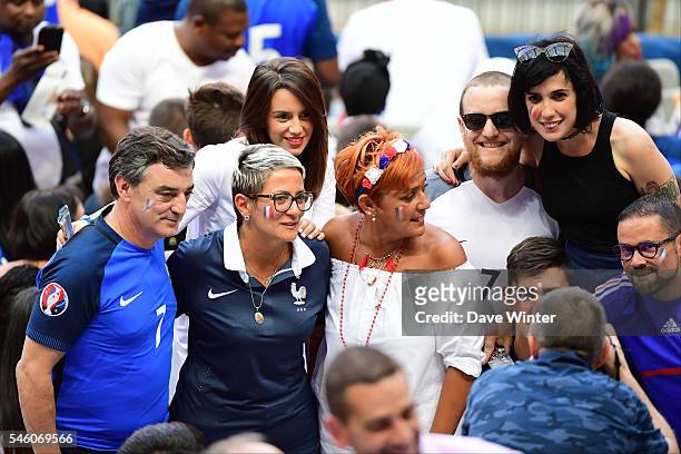 The family of Antoine Griezmann of France, including father , mother , Erika Choperen and sister during the European Championship Final between...