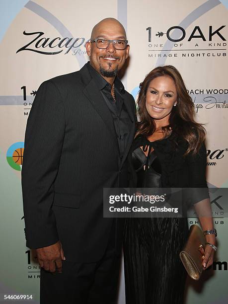 Former MLB player David Justice and his wife Rebecca Justice attend the Coach Woodson Las Vegas Invitational red carpet and pairings party at 1 OAK...