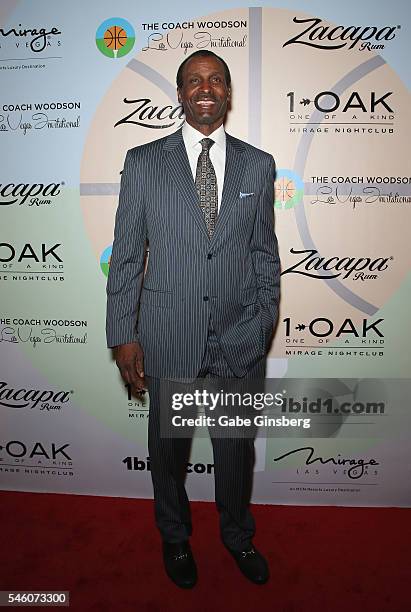 Fox Sports Arizona Broadcaster and former NBA player Eddie Johnson attends the Coach Woodson Las Vegas Invitational red carpet and pairings party at...