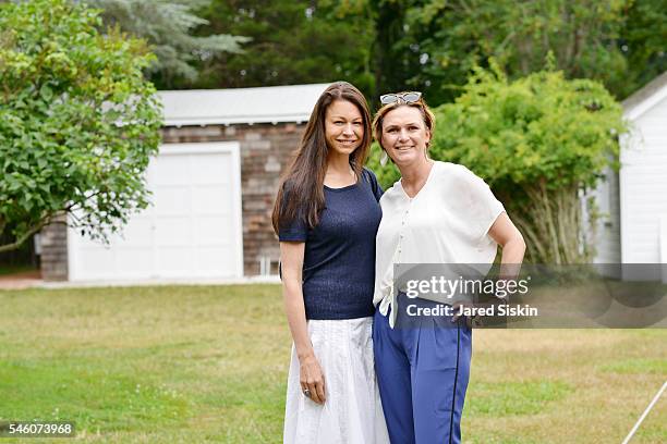 Paige Boller Malik and Victoria Gore attend the Royal Academy America Summer Brunch at the Pollock-Krasner House on July 10, 2016 in East Hampton,...