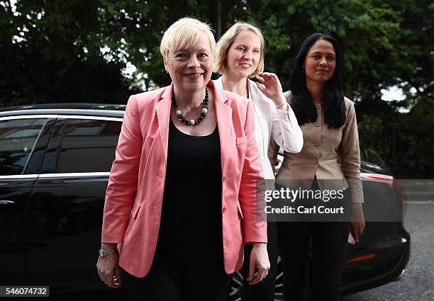 Former shadow business secretary Angela Eagle arrives for a press conference in which she will announce her intention to challenge Jeremy Corbyn for...