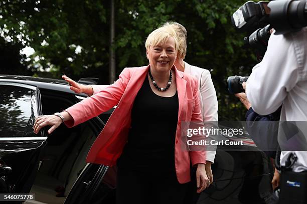 Former shadow business secretary Angela Eagle arrives for a press conference in which she will announce her intention to challenge Jeremy Corbyn for...