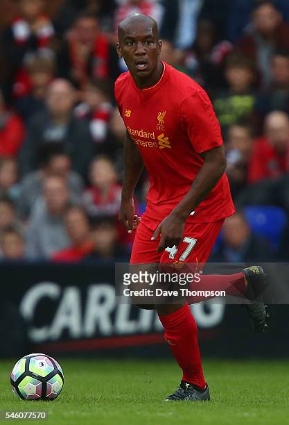 Andre Wisdom of Liverpool during the Pre-Season Friendly match between Tranmere Rovers and Liverpool at Prenton Park on July 8, 2016 in Birkenhead,...