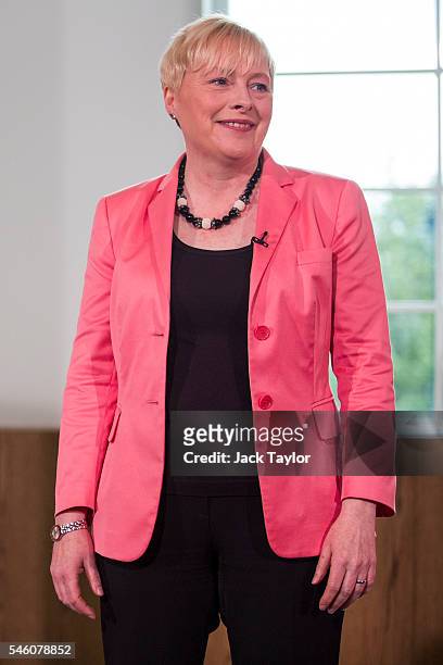 Former Shadow Cabinet Minister Angela Eagle launches her bid for Labour leadership at a press conference at Savoy Place on July 11, 2016 in London,...