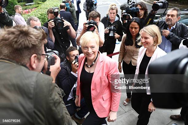Angela Eagle, former business spokeswoman for the U.K. Opposition Labour Party, arrives for a news conference to announce her Labour party leadership...