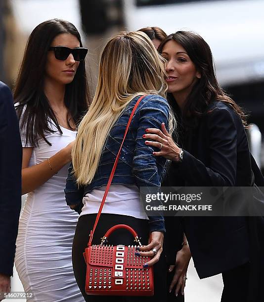 Ludivine Sagna , wife of France's defender Bacary Sagna, Ludivine Payet, wife of France's forward Dimitri Payet, and Jennifer Giroud , wife of...