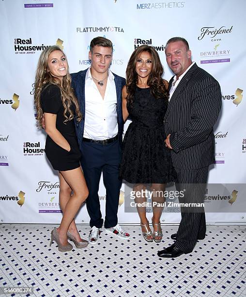 Gabrielle Catania, Frank Catania, Dolores Catania and Frank Catania attend the "Real Housewives Of New Jersey" Season 7 Premiere Party at Molos on...