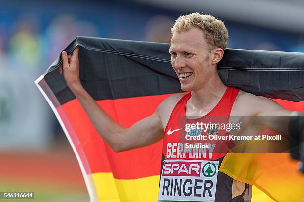 Richard Ringer of Germany winning the bronce medal the menÕs 5000m finals at the Olympic Stadium during Day Five of the 23rd European Athletics...