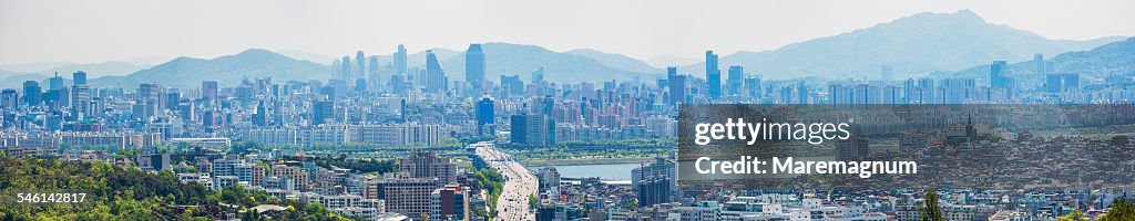 The town and Han (Hangang) river from Namsan Park