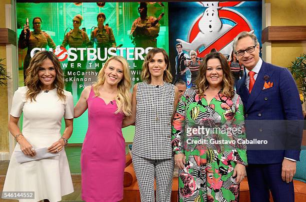 Karla Martinez,Kate McKinnon,Kristen Wiig,Melissa McCarthy and Paul Feig is on the set of Univisions "Despierta America" to support the film...