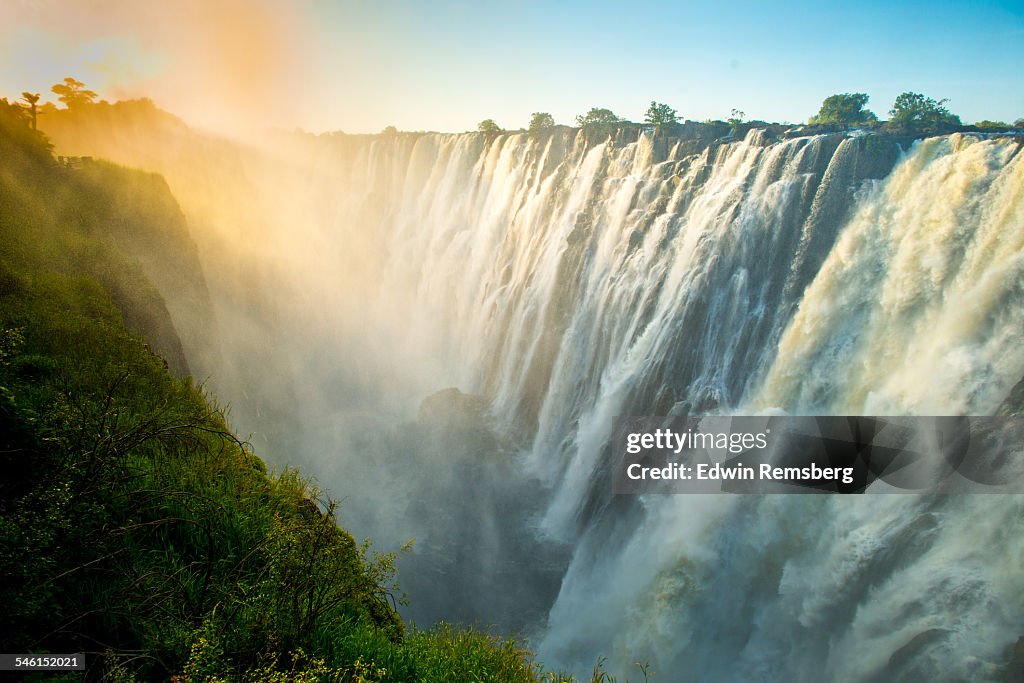 Sunset haze over Victoria Falls
