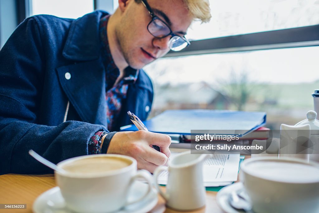 Male student studying