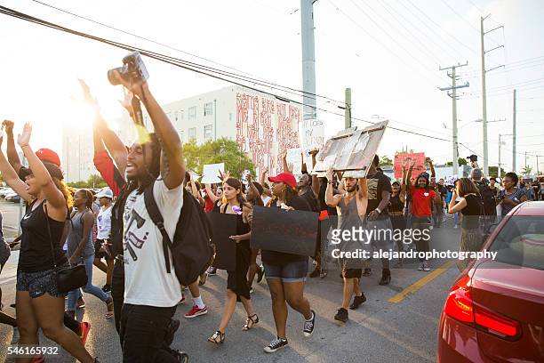 black lives matter protest miami - black lives matter stock pictures, royalty-free photos & images