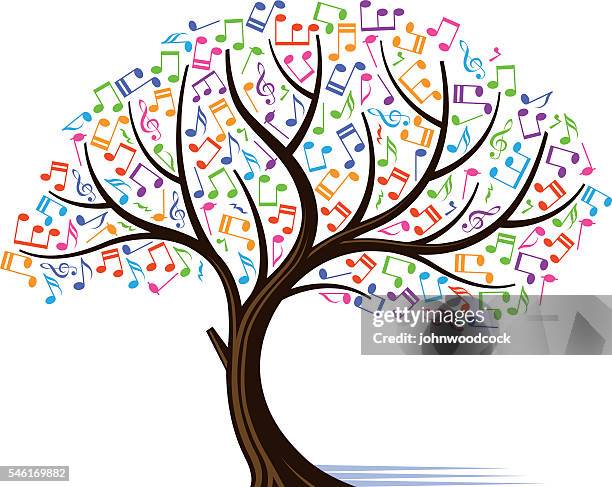 elegante musik baum illustration - violinschlüssel stock-grafiken, -clipart, -cartoons und -symbole
