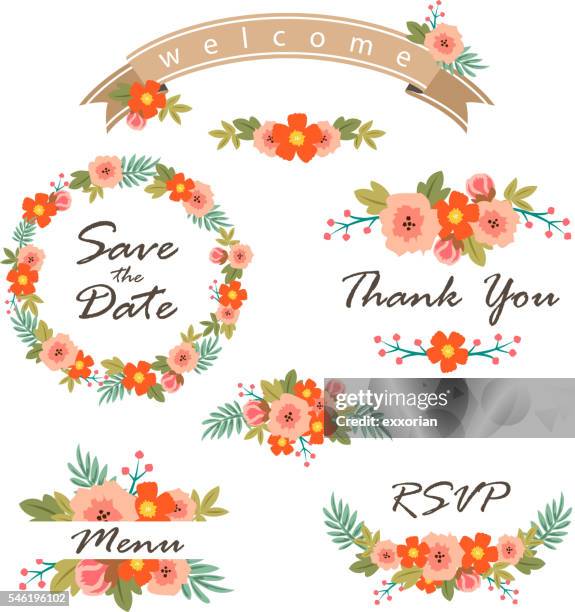 floral decoration - floral wreath stock illustrations