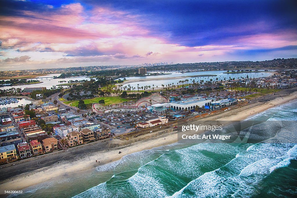 San Diego's Mission Beach Aerial View