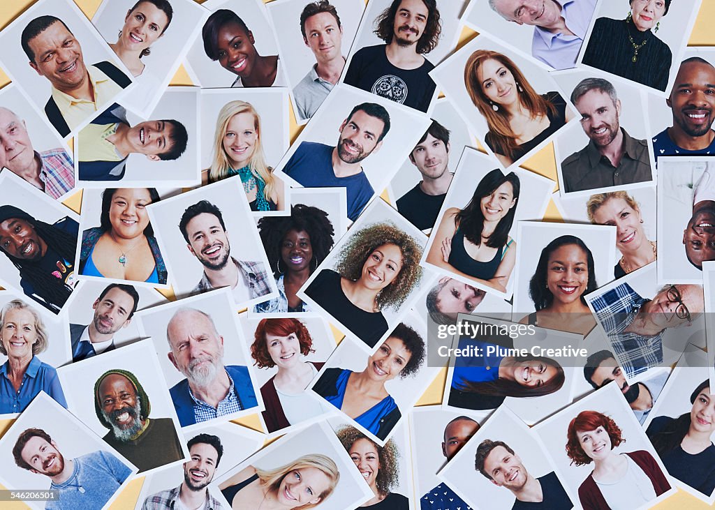 Scattering of printed portraits
