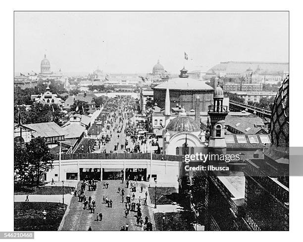 stockillustraties, clipart, cartoons en iconen met antique photograph of the world's columbian exposition (chicago,usa)-1893, - history of magic exhibition launch