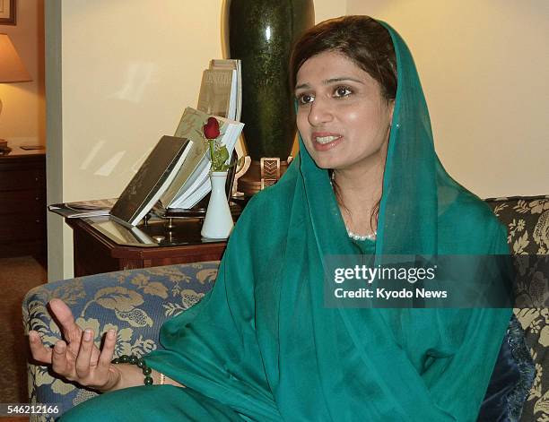 Turkey - Pakistani Foreign Minister Hina Rabbani Khar speaks during an interview with Kyodo News in Istanbul on Nov. 1, 2011. Khar said on the eve of...