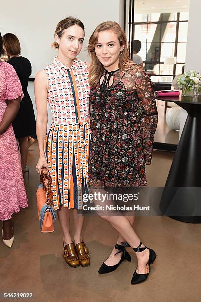 Actors Zoe Kazan and Morgan Saylor attend a luncheon hosted by Glamour and Facebook to discuss the 2016 election at Samsung 837 in NYC on July 11,...