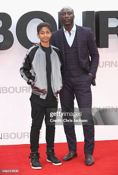 Oscar Boateng and Ozwald Boateng attend the "Jason Bourne" European premiere at the Odeon Leicester Square on July 11, 2016 in London, England.