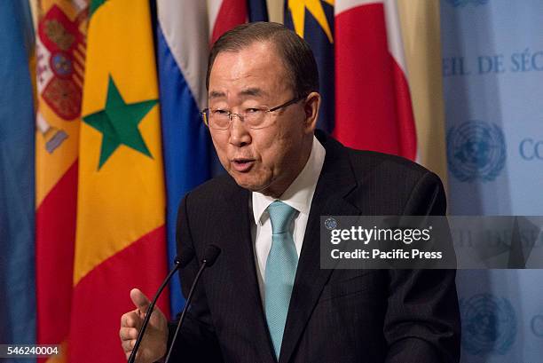 Secretary-General Ban Ki-moon speaks with the press. Amid escalating armed conflict in South Sudan, United Nations Secretary-General Ban Ki-moon held...